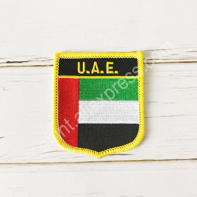 United Arab Emirates National Flag Embroidery Patches Badge Shield And Square Shape Pin One Set On The Cloth Armband   Backpack