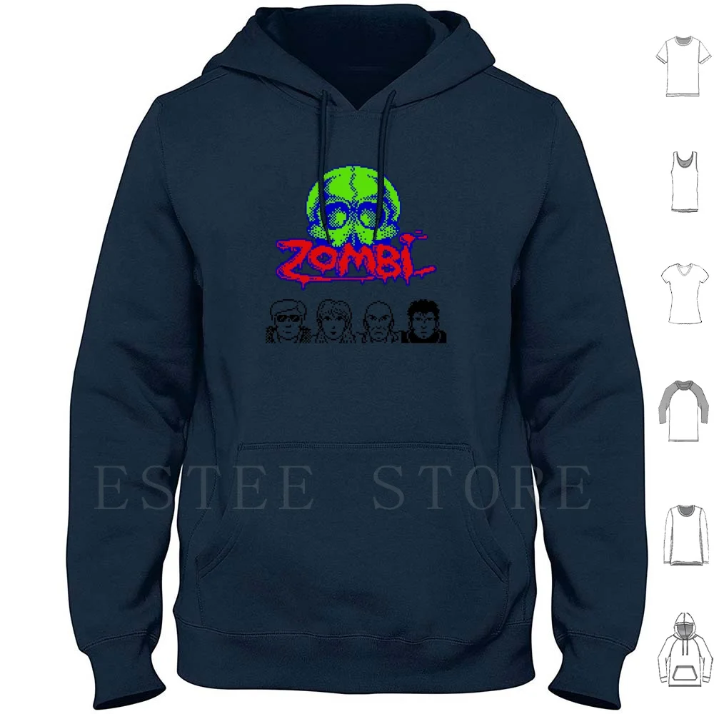 Sudaderas con Capucha Zombi, Diseño Retro de Píxeles de ZX Spectrum, Videojuego de Computadora, Zombi, Acción, Aventura, Escape, Icono