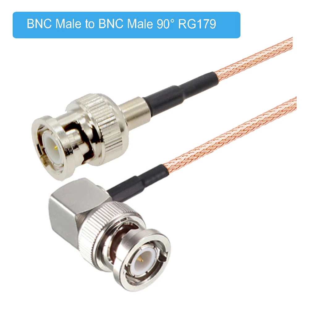 10pcs BNC Male to BNC Male Right Angle RG179 75Ohm Pigtail SDI Adapter Coax Cable for HD-SDI 3G-SDI Vedio CCTV Camera Camcorder