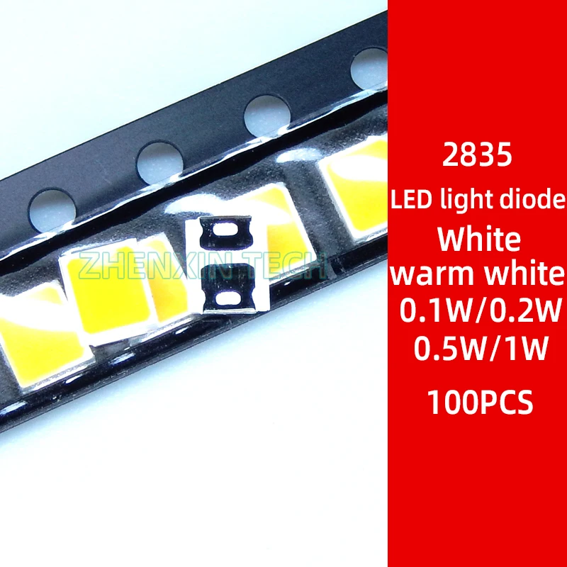 100 pz/lotto 2835 0.1W 0.2W 0.5W 1W SMD LED 3V lampada perlina bianco/bianco caldo SMD LED lampadina diodo luminescente