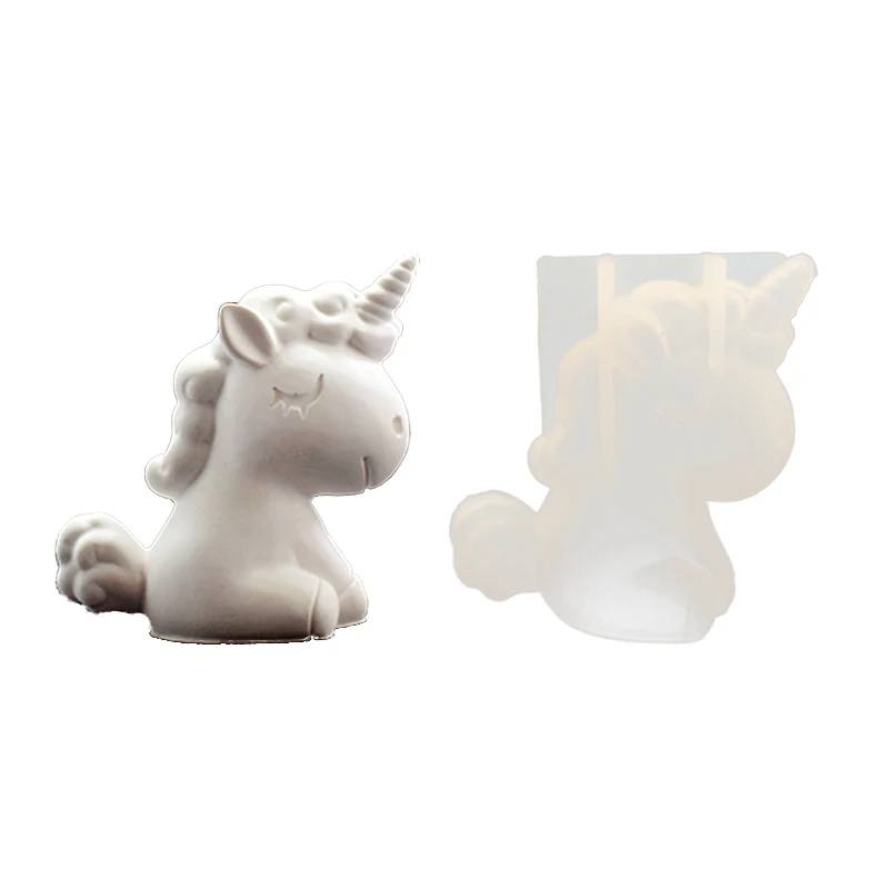 3D Unicorn Handmade Diy Aromatherapy Plaster Molds Car Ornaments Plaster Mould Handmade Horse Fondant Crafts Epoxy Resin Tool
