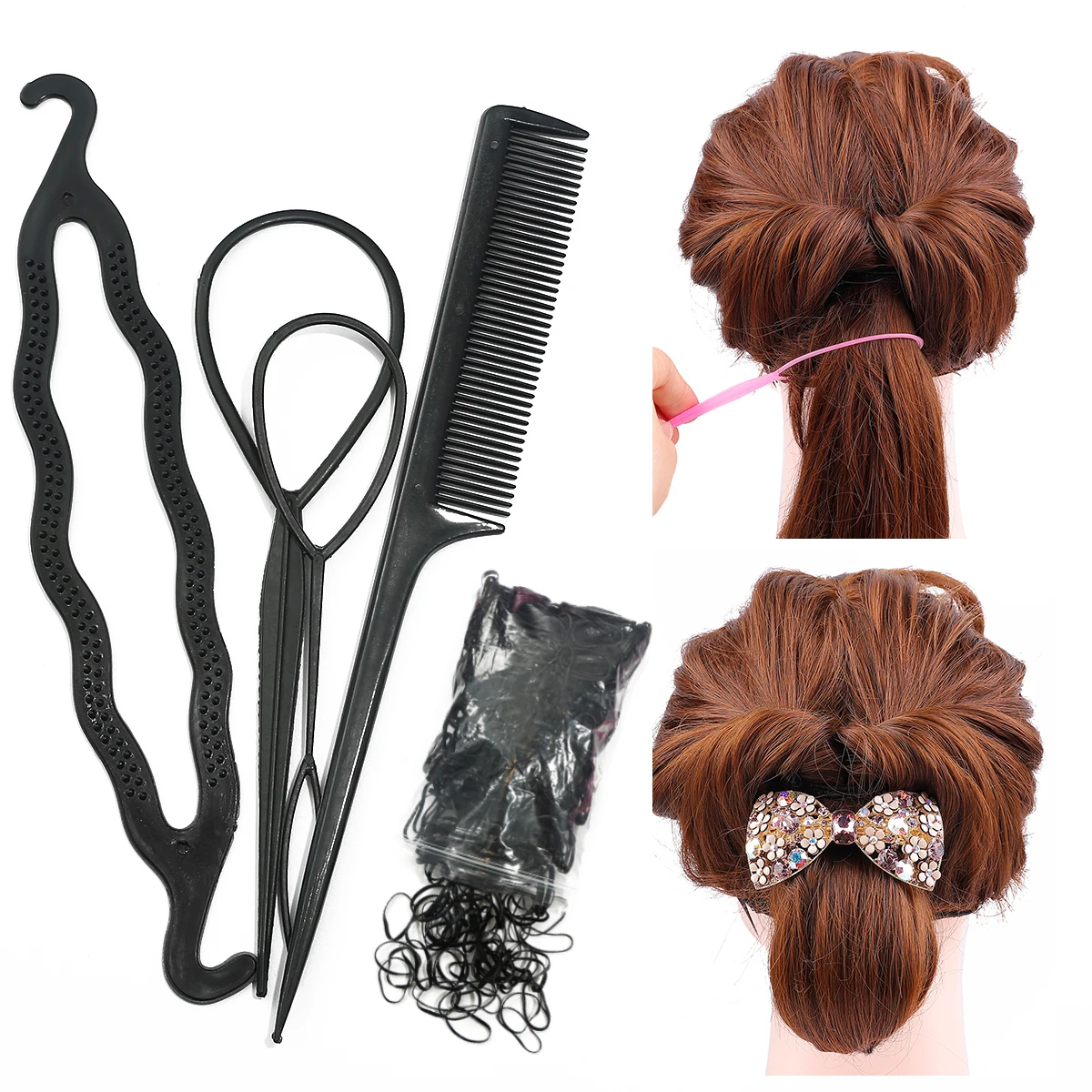 

1SET DIY Women Black Hair Accessories Braid Styling Hairpins Barrettes Twist Hair Clips Hairstyle Braiding Tools