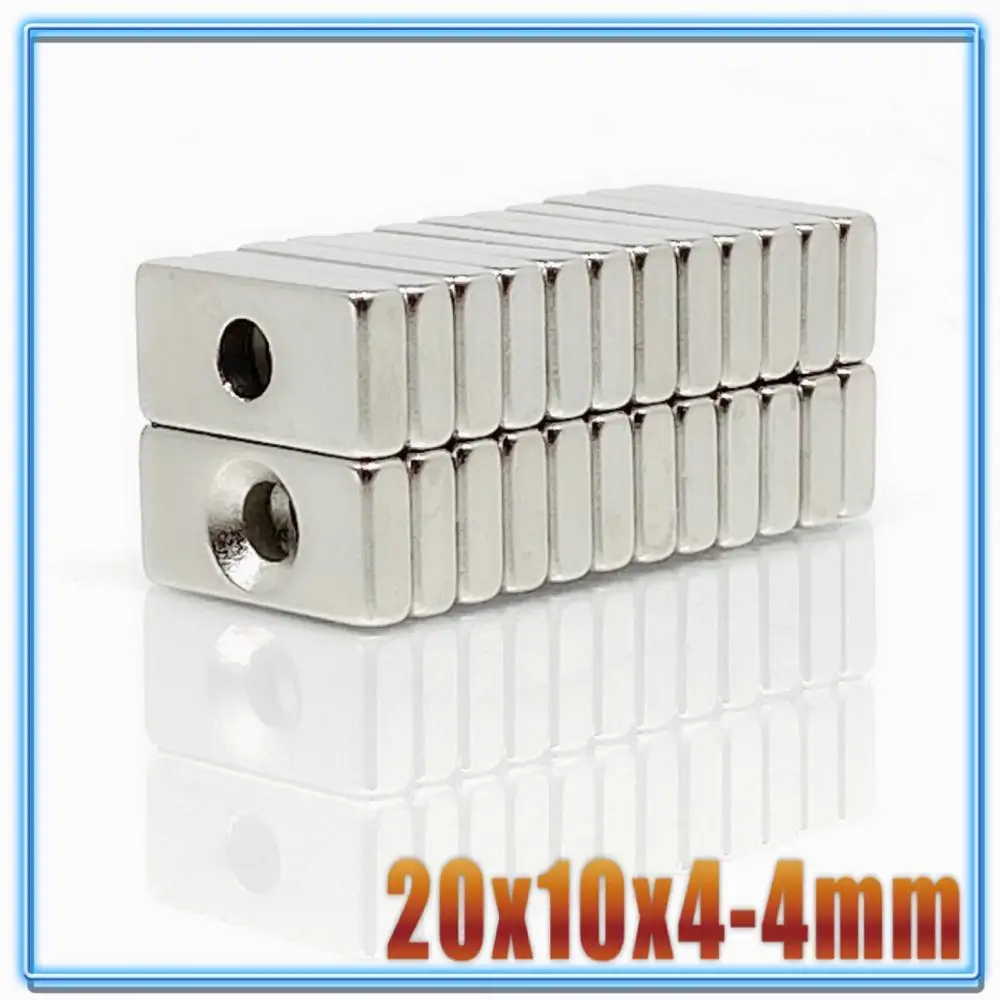 5 ~ 200 PCs 20x10x3 20x10x4 20x10x5 hole 4 N35 heavy duty block countersunk magnets Rare Earth Permanent Magnet 20*10*3-4