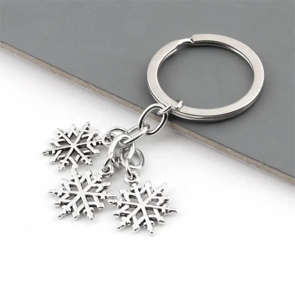 1Pc Lovely Christmas Snowflake KeyChain Snow Flake Key Chain Ring Purse Pendant For Classic Lovers\' Gift Jewelry E2383