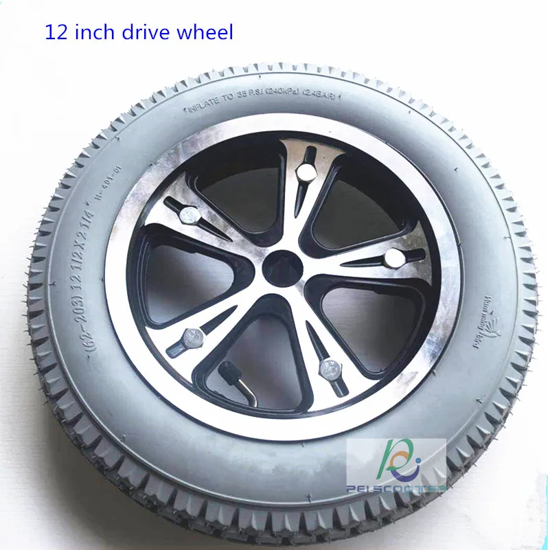 12inch 12 inch aluminum alloy inflatable tire wheel for wheelchair motor drive wheel phub-12fa