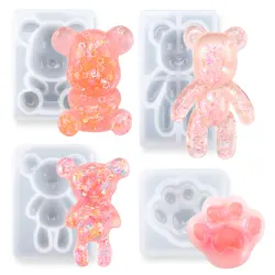 3D Animal Resin Molds Resin Casting Molds Epoxy Silicone Bear Molds for Resin Jewelry Craft DIY Keychain Making Home Decoration