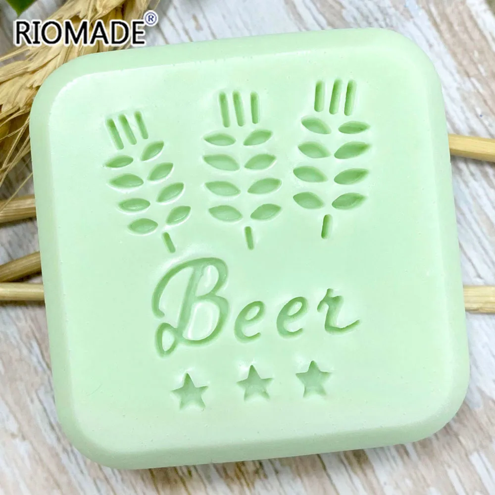 Beer Handmade Soap Stamp Wheat Pattern Clear DIY Natural Organic Acrylic Chapter Beer Cup Soap Making Seal With Handle Custom