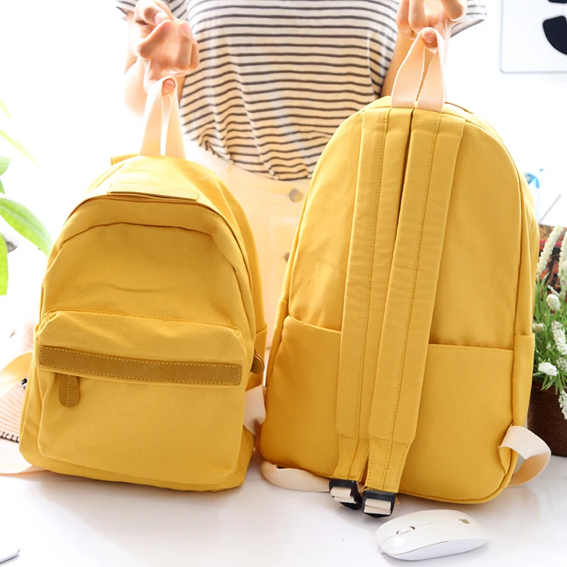 Female Small Fresh Canvas Backpack Women Solid Color School Backpacks for Teens Schoolbag Two Sizes Travel Shoulder Bags New