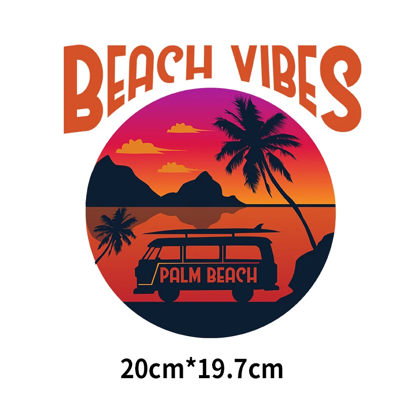 Iron On Transfer For Holiday Scenery In Hawaii Beach Thermal Stickers Landscape Scenery Patches Heat Transfer Sticker Applique