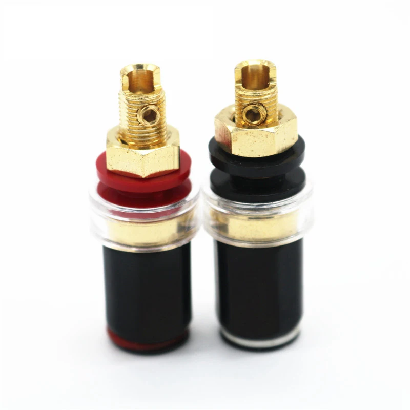Hi-end 4pcs speaker Jack Socket Binding Post Pure Copper Gold-plated Terminal Block Amplifier Wire Connector