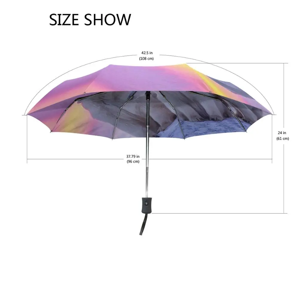 Cute Polar Bear Umbrella Automatic Travel Three Folding Umbrellas  Female Windproof Rain Umbrella Women