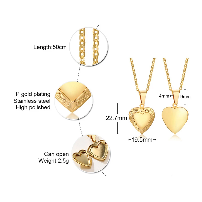 Vnox personaliza colares femininos com nome de imagem, pingente de medalhão de coração, presente de aniversário personalizado com imagem de família
