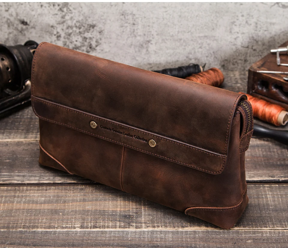 Luxus Rindsleder Herren Clutch iPad Mini 4 5 6 iPhone Clutches für männliche Männer Brieftasche Mode große Kapazität Geldbörse Geschenk – Detail 1