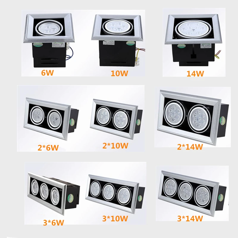 1pcs Super Bright Recessed Square LED Dimmable Downlights COB 6W10W14W LED Spot Light LED Decoration Ceiling Lamp AC85-265v