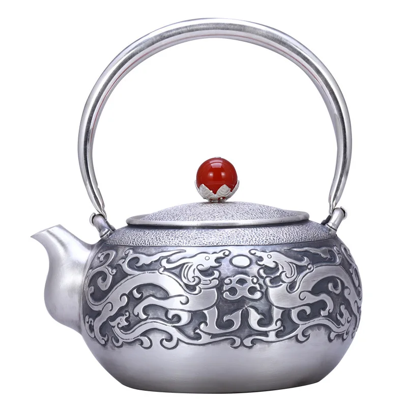 Teapot, stainless steel teapot, silver teapot, iron teapot, hot water teapot, teapot 900 ml water, tea bowl, kung fu tea set.