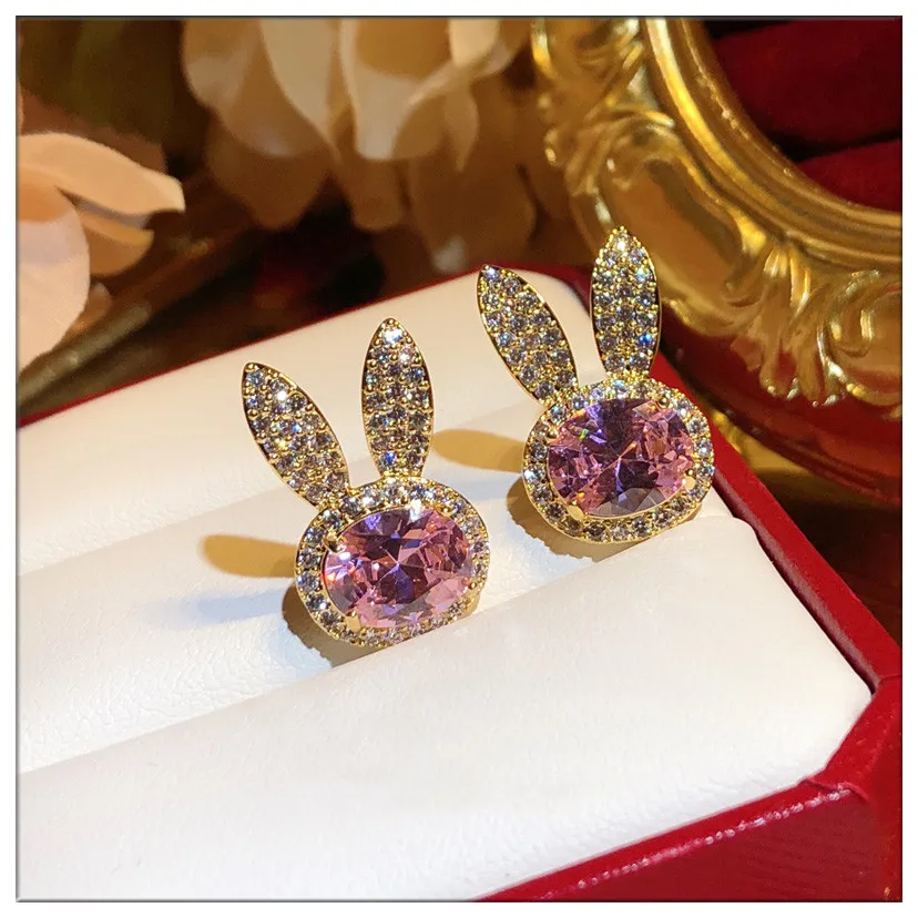 Brooches For Women S925 Rabbit Pink Cubic Zirconia Anti-glare Brooch Collar Pin Clothes Fixed Fine Jewelry  Accessories