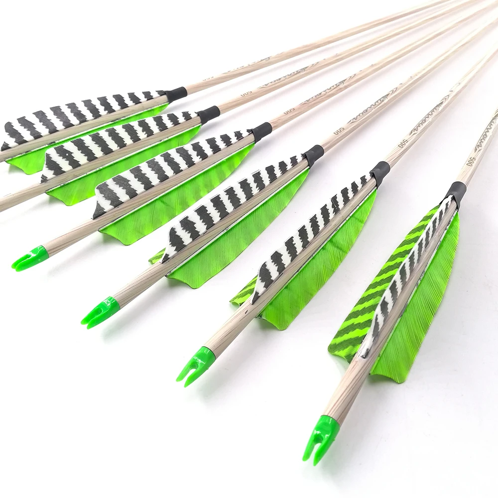 Pinals Archery Spine 400 500 600 32'' Shaft Pure Caron Arrows with Turkey Feather Recurve Bow Longbow Targets Hunting Archery