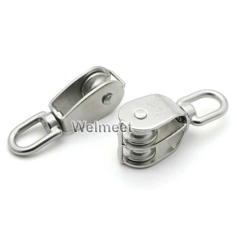 1pcs 304SS Metal Swivel Pulley Sheave Rigging Lift Hoist Rope Hanging Lifting Wheel #1