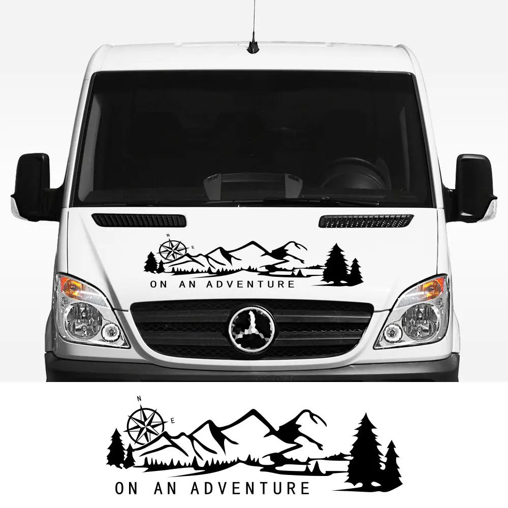 1pc Car Hood Stickers Bonnet Stripes Camper Van Graphics Vinyl Decals For Mercedes Benz Sprinter Auto Exterior Decor Accessories