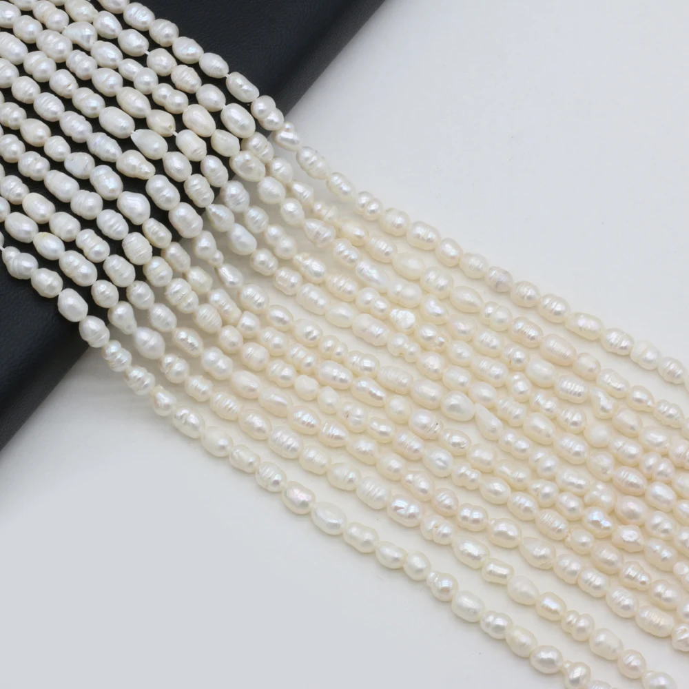 Natural Freshwater Quality Pearl Rice Beads White Round Loose Pearls For DIY Charm Bracelet Necklace Jewelry Accessories Making