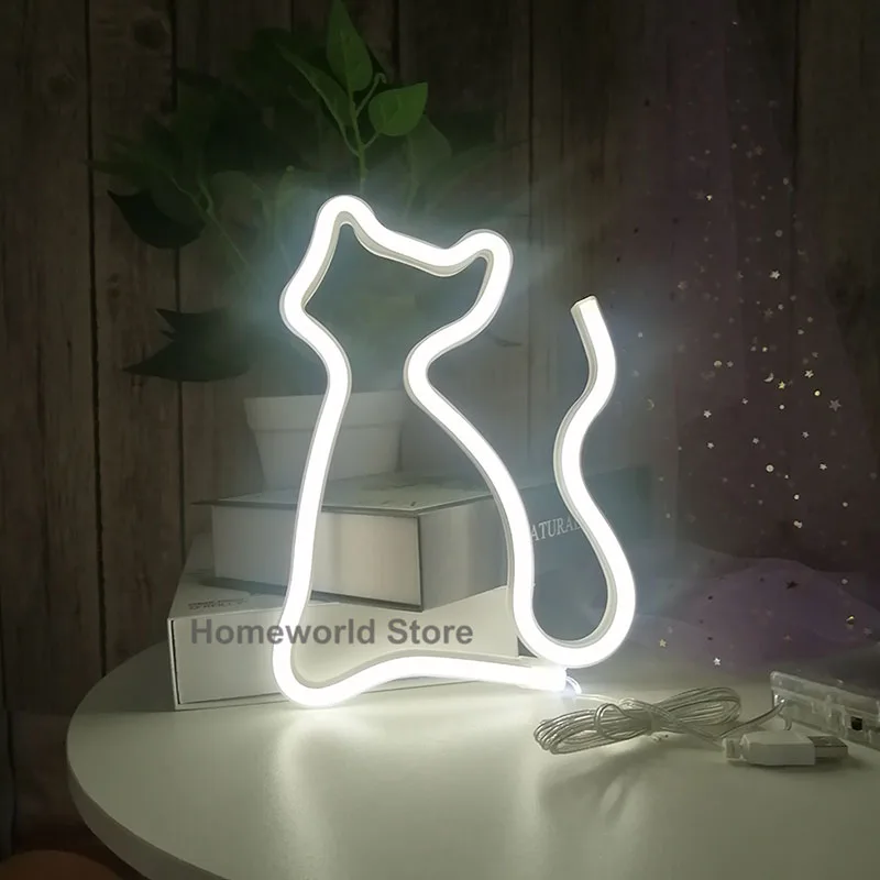 Imagem -04 - Luminária Led Neon com Figura de Gato Luzes para Decoração de Animais Usb com Carregador de Bateria para Casa Festa Bar Natal