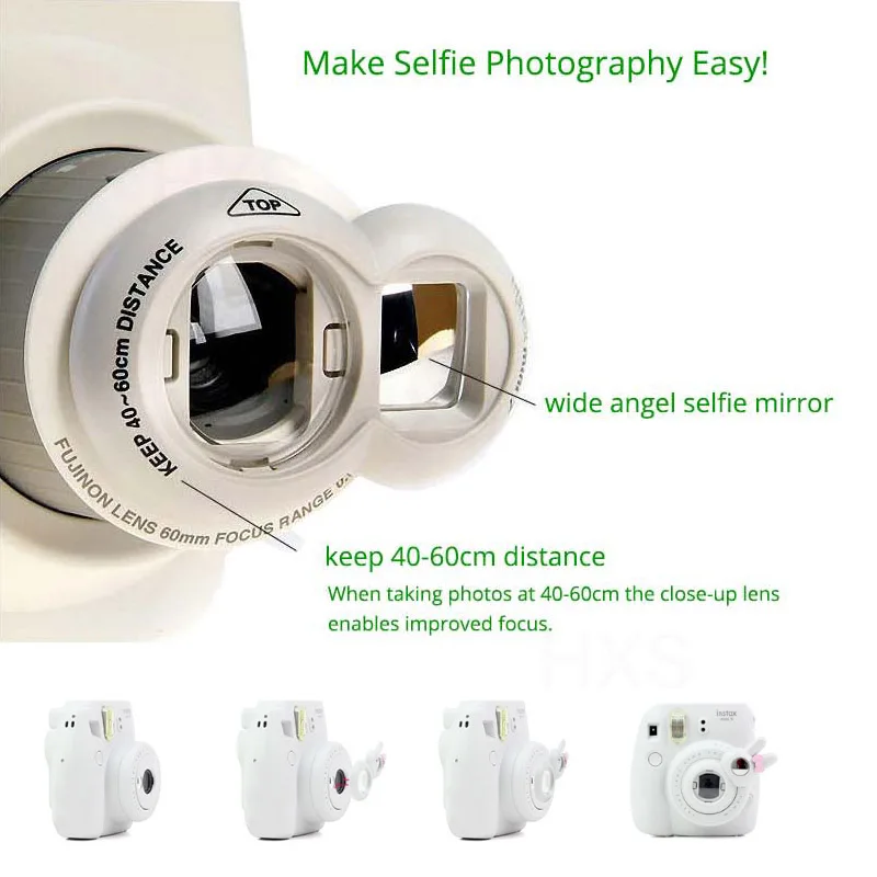 Close-up Lens with Selfie Mirror for FujiFilm Instax Mini 9, Instax Mini 8, Instax Mini 7s Instant Film Photo Camera