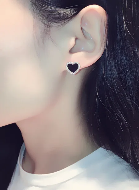 Boucles d\'oreilles de fiançailles en forme de cœur pour femmes et filles, bijoux d\'été, couleur or Rose, noir, cadeaux de mariage