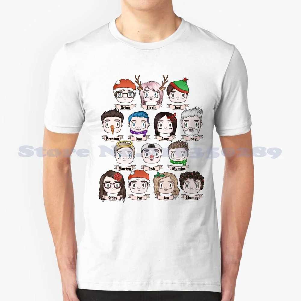 Christmas 100% Cotton T-Shirt Xmas Christmas Mc Yt Grian Reindeer Santa Rudolph Lizzie Ldshadowlady Joel Smallishbeans Elf