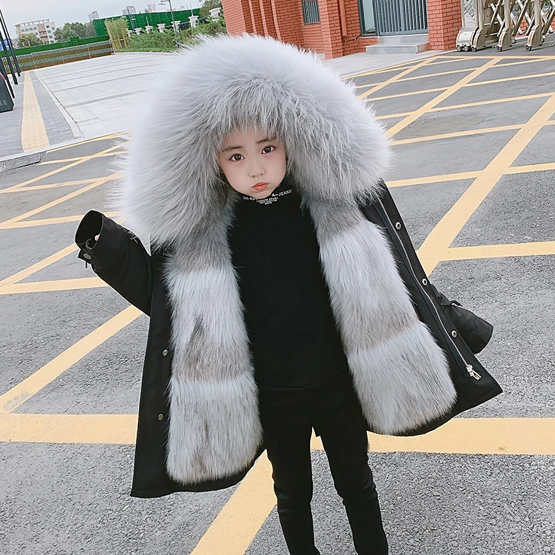 男の子と女の子のためのフェイクファージャケット,子供のための冬の