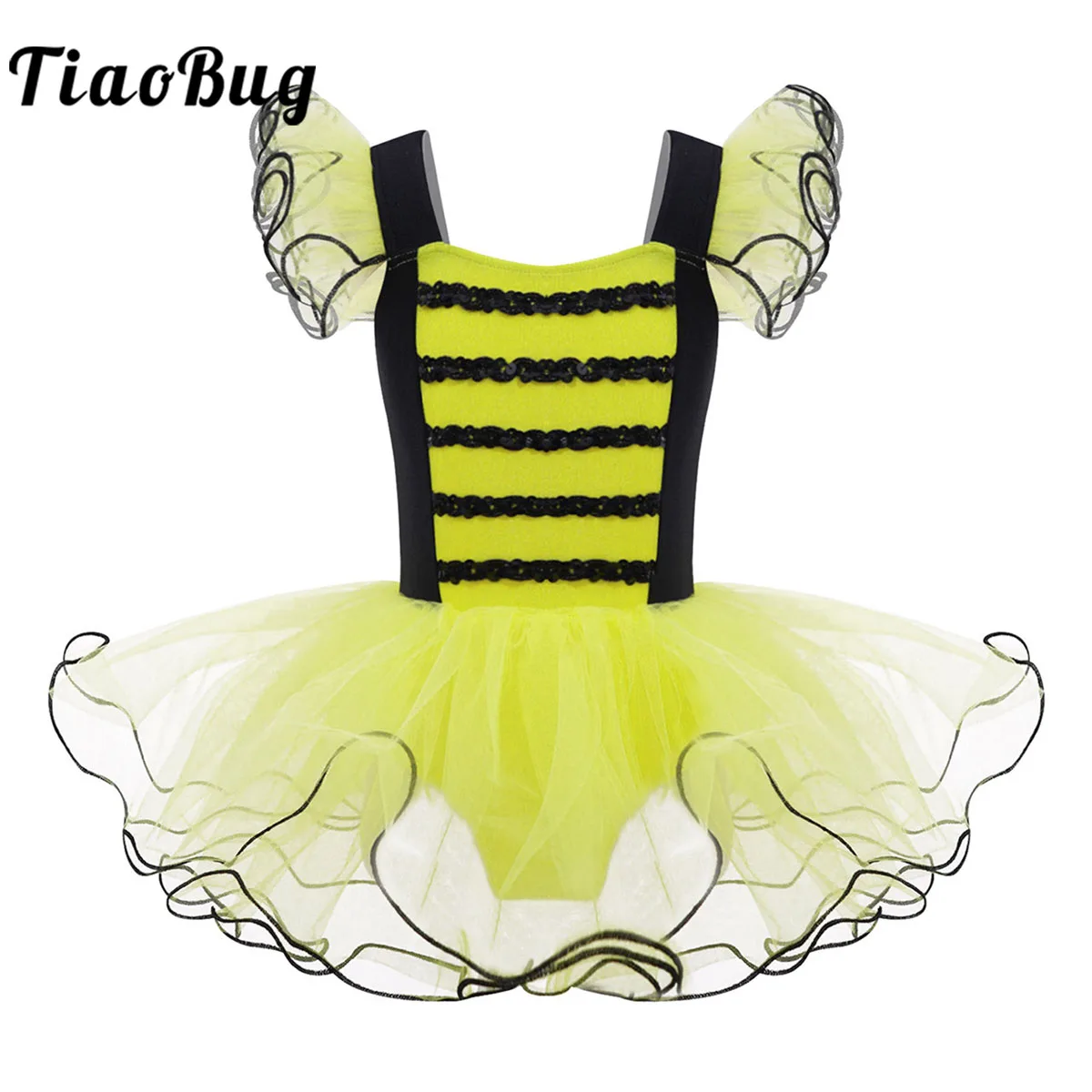 

Kids Girls Sequin Cute Bee Costumes Princess Tulle Mesh Fancy Cosplay Ballet Tutu Dress Fairy Carnival Party Christmas Dancewear