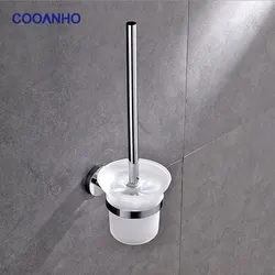 COOANHO Stainless Steel Toilet Brush With Holder, Bathroom Toilet Brush Set Wall-Mounted (Chrome)