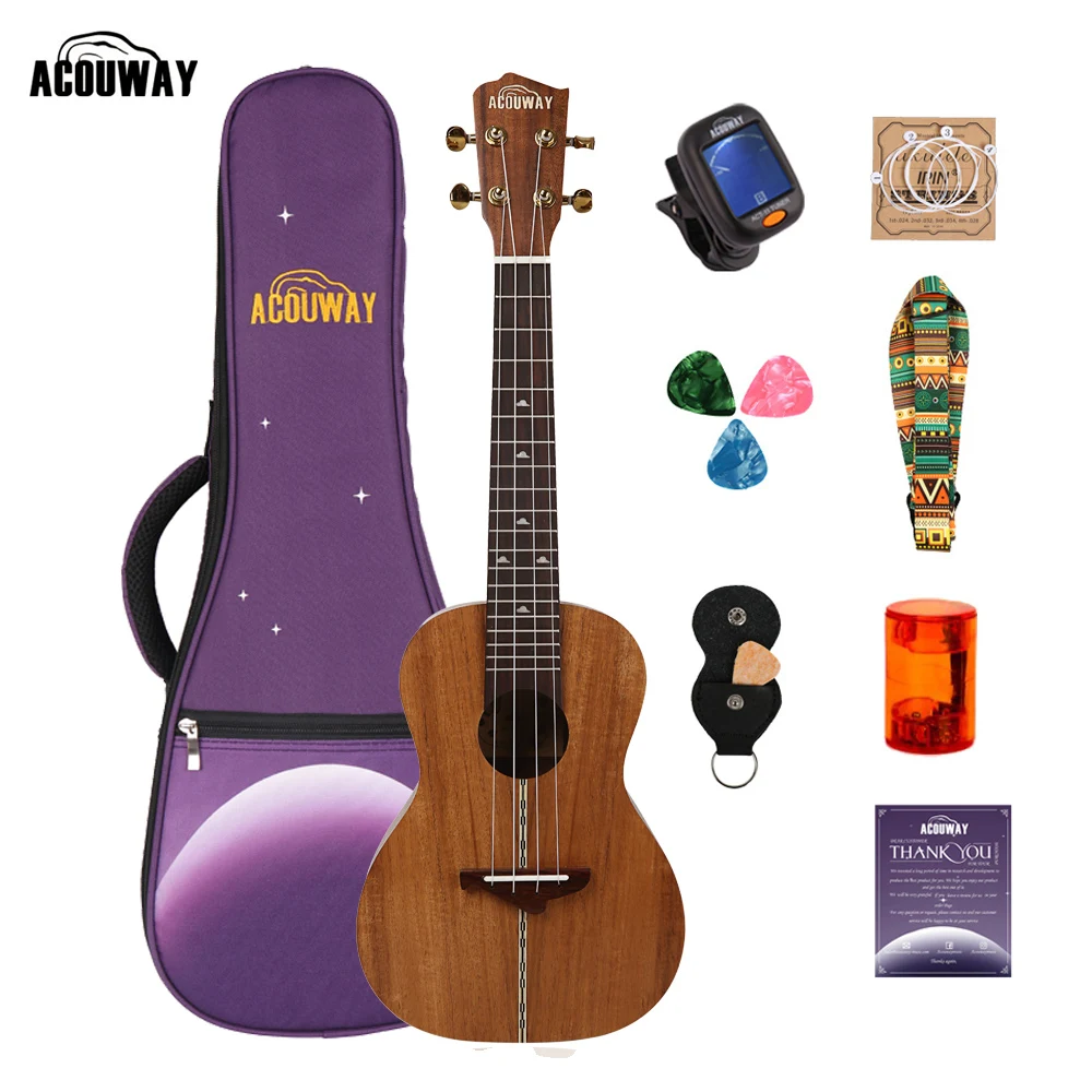 

Acouway Ukulele ukelele kit Soprano Concert Tenor Koa Uke 23 26 String Guitar with Gig Bag Tuner Strap for Beginners