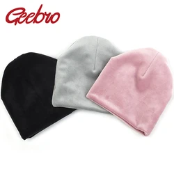 Geebro Newborn Baby Boys Girls Winter Autumn warm Fashion Velour Beanies Hats Infants Toddlers Soft Solid Caps Hair Accessories