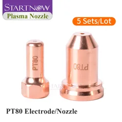 Startnow 5 Sets PT80 Plasma Consumables For PT 80 PTM80 Plasma Cutting Nozzle Electrode Torch Caliber 1.0/1.1/1.2/1.3mm