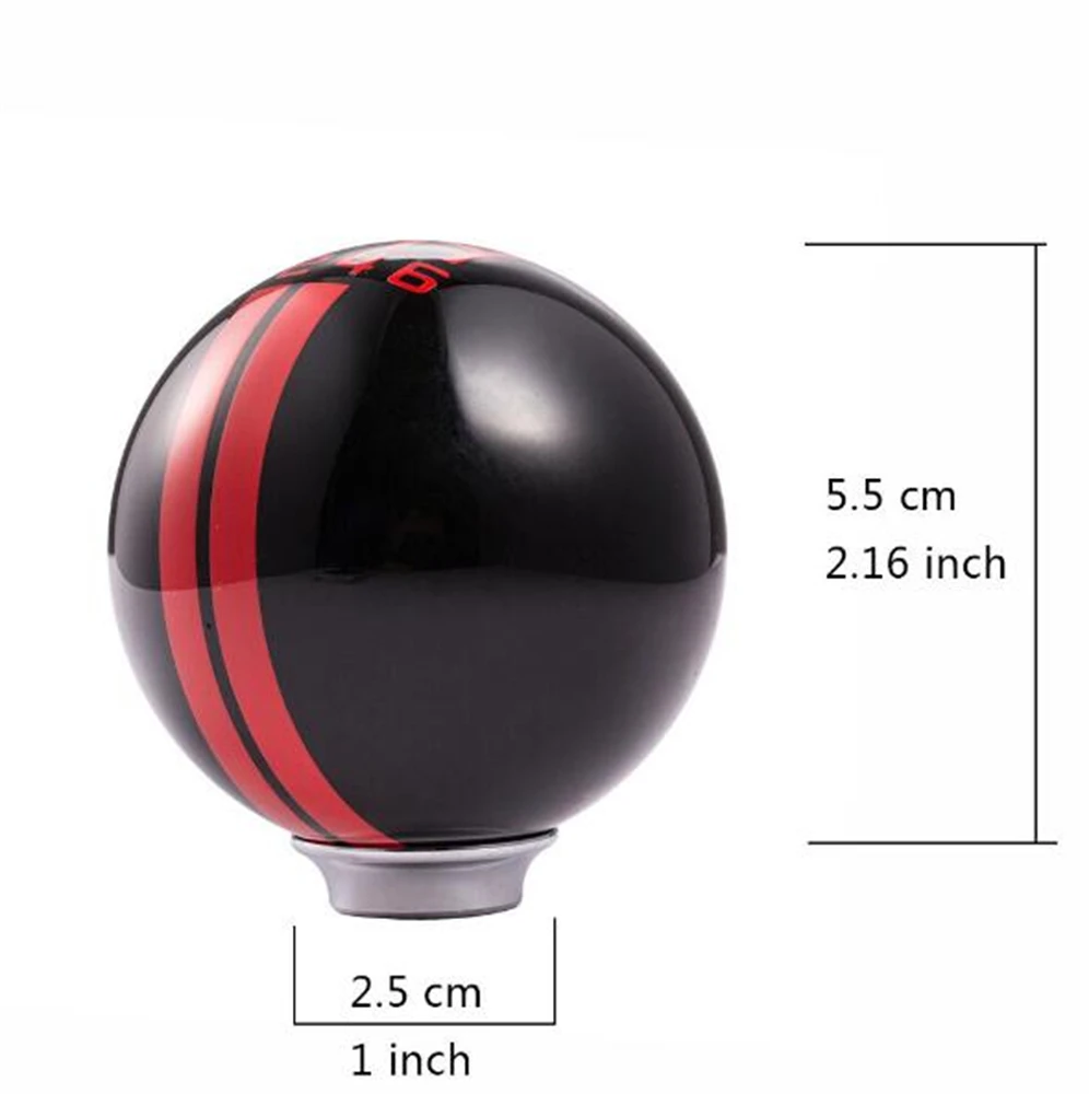 Universal Resin Ball Head Stripe Car 6 Speed Manual Gear Shift Knob Shifter Fit For Ford Mustang GT500