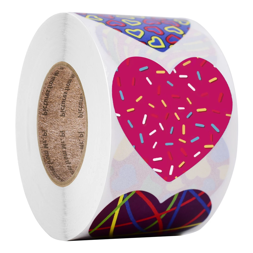 ハート型の粘着ラベル,500個/ロール,スクラップブッキング,パッケージ,結婚式の装飾,文房具用