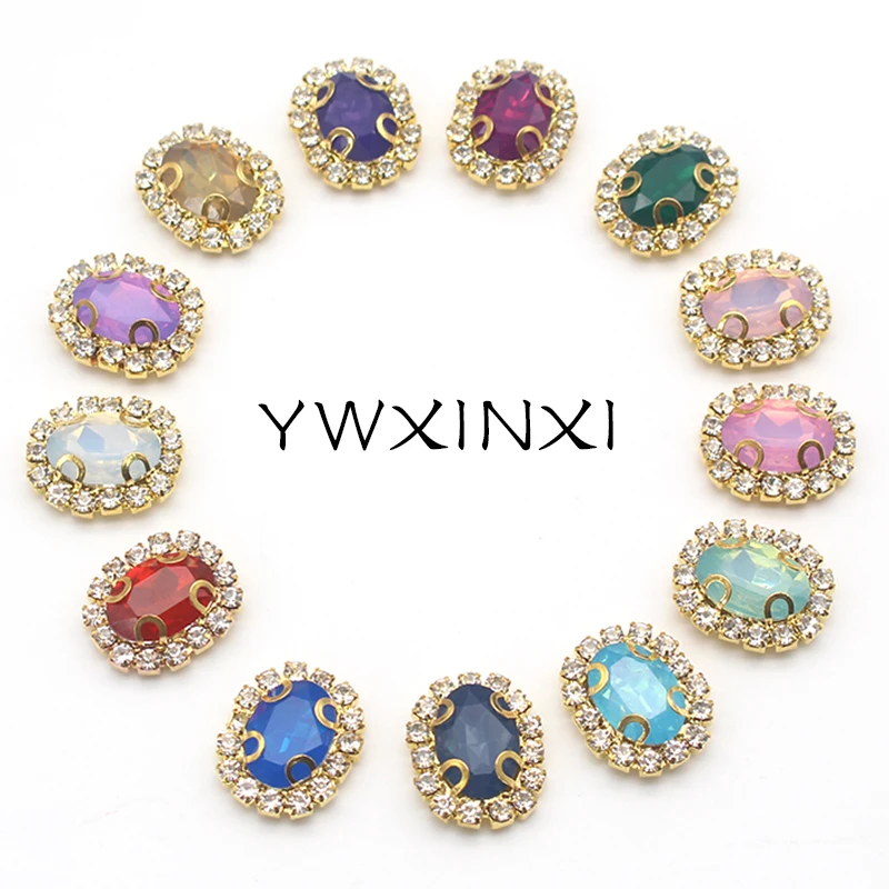 YWXINXI 10Pcs high-end 20x15MM oval rhinestone buttons, DIY wedding jewelry accessories rhinestone crafts beautifully decorated