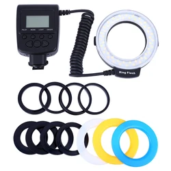 HD-130 Macro LED Ring Flash Bundle with 8 Adapter Ring for Canon Nikon Pentax Olympus Panasonic DSLR Camera Flash V HD130