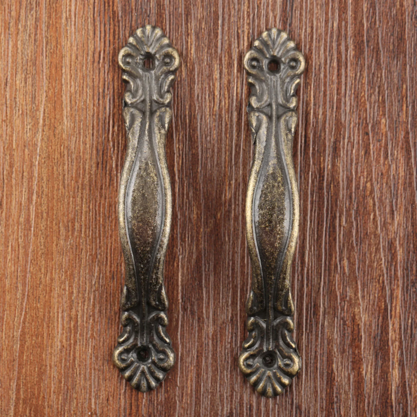2sets Antique Bronze Handle w/screws Vintage Knob Flower Pull 85*15mm Furniture Kitchen Cabinet Drawer Zinc Alloy Old European