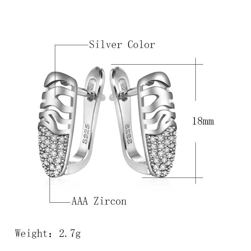 Kinel Simple Micro Wax Inlay Stud Earrings Women Fashion Wedding Jewelry Tibetan silver Natural Zircon Earring For Girl Gift
