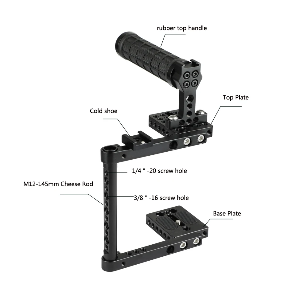 HDRIG DSLR Camera Cage Rubber Top Handle 2 Shoe Mounts For Canon 600D 700D 80D For  Nikon D3200 Panasonnic GH5