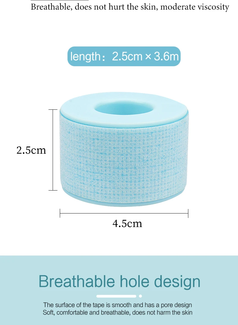 2 Rollen Wimpernverlängerung, rosa/blaues Klebeband, nicht gewebtes, sanftes Silikongel-Klebeband zum Pfropfen von falschen Wimpernpflastern unter den Augenpads – Detail 3