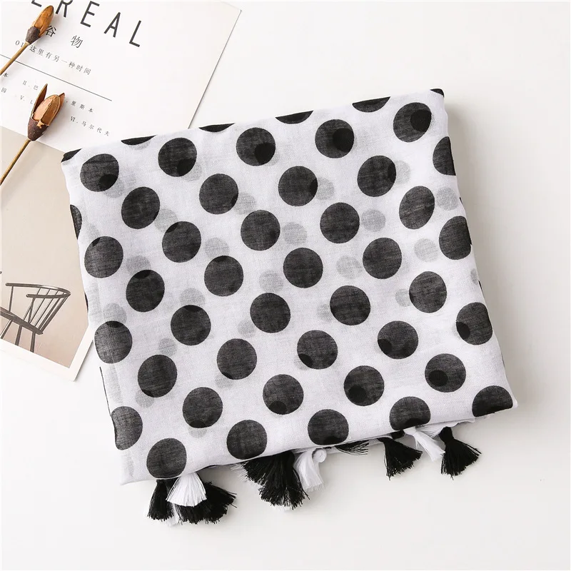 2020 hot sell Women cotton thin Scarf dot print Hijab soft Shawls and Wraps Bohemia Female Foulard  pashmina Bandana Headscarf