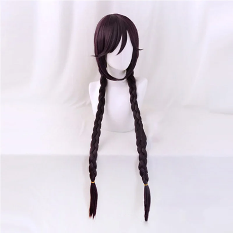 Danganronpa Touko Fukawa Toko Dark Purple Braids Wig Cosplay Costume Dangan Ronpa Heat Resistant Synthetic Hair+cap wig