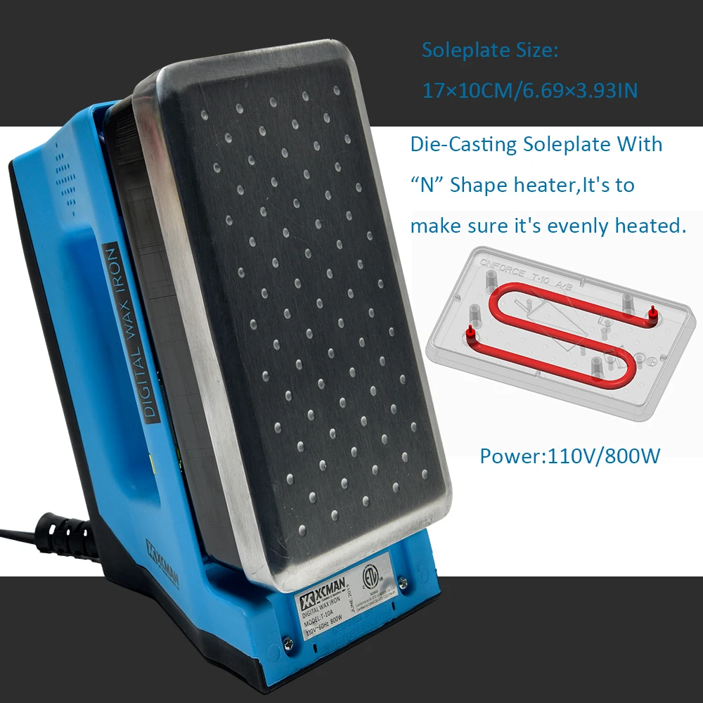 XCMAN Ski Snowboard Digital Waxing Iron 110V 800W Precise Controlling Temperature with a Wax Iron Mat