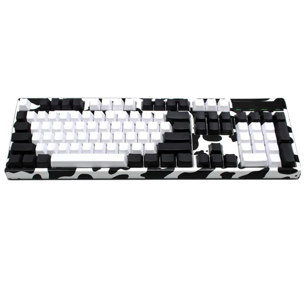 YMDK White Black Mixed 104 Blank ANSI ISO PBT OEM Profile Keycap For 104 TKL 60% MX Switches Mechanical Gaming Keyboard