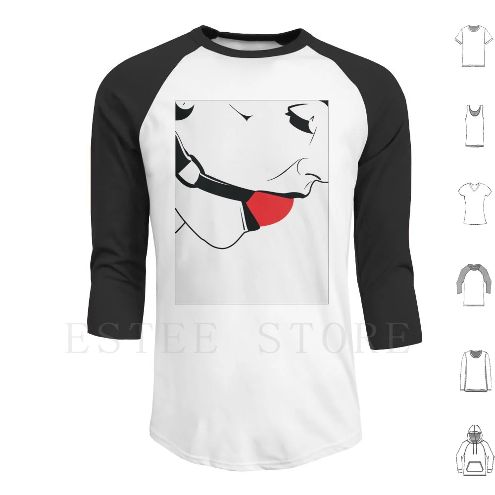 Gagged Girl Art Hoodies Long Sleeve Gagged Gagged Girl Art Gagged Submissive Girls Bdsm Ball Gag Cuffed Adult Art