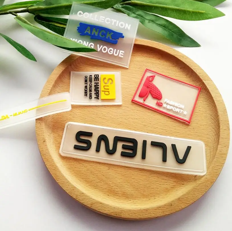 1 piece small size need hand-sewn Color PVC soft label, rubber label patch stickers, clothes T-shirt hole cloth patch