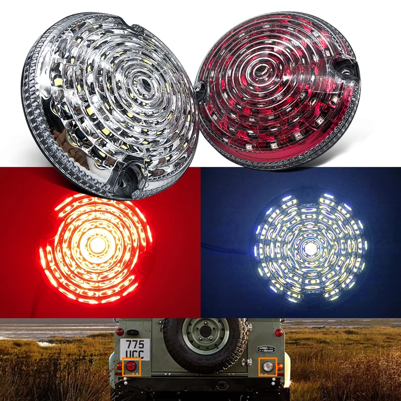 

2pcs Red White Led Rear Fog Lamp Reversing Light 95MM LED Upgrade Kit For Land Rover Defender