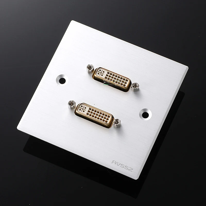 Avssz tipo 86 dvi tomada de parede painel de metal 1 2 canais 24 furos dvi em linha tomada de encaixe fêmea com painel escovado liga al